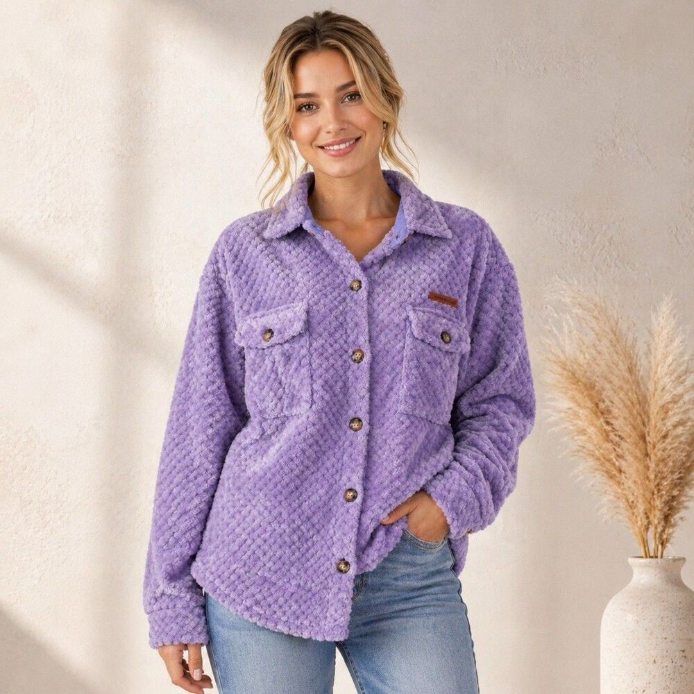 Simply Southern Women’s Simply Soft New Lilac Sherpa Fleece Jacket Size Small